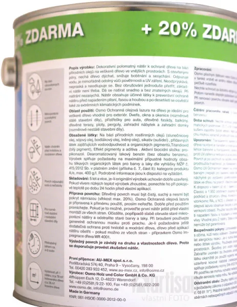 OSMO Ochranná olejová lazúra 3 l Dub 706 (20 % zdarma)