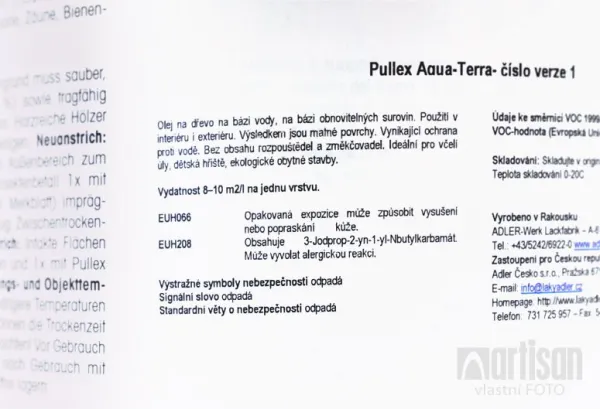 ADLER Pullex Aqua Terra - ekologický olej 2.5 l Modrá RAL 5002