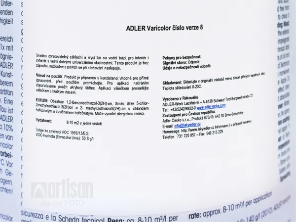 ADLER Varicolor - vodou riediteľná krycia farba univerzál 2.5 l Rosé / Ružová RAL 3017