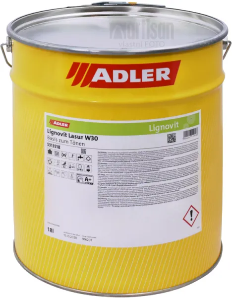 ADLER Lignovit Lasur - vodou riediteľná lazúra na drevo v exteriéri 18 l Naturgrau 53955