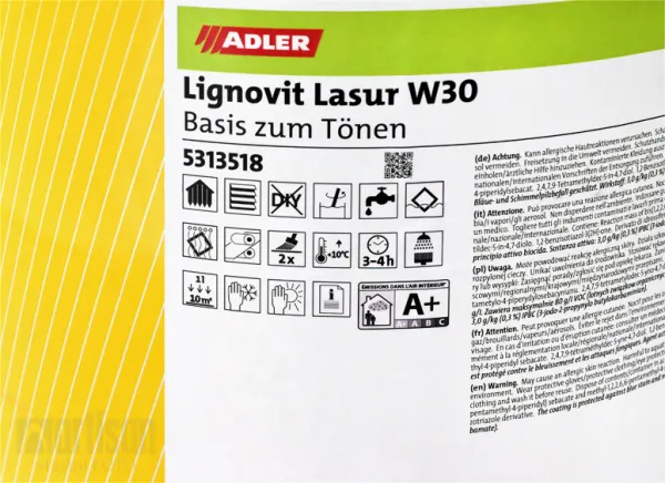 ADLER Lignovit Lasur - vodou riediteľná lazúra na drevo v exteriéri 18 l Naturgrau 53955