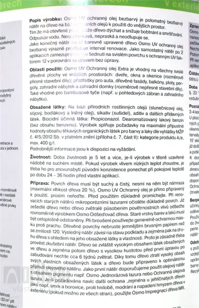 OSMO UV OCHRANNÝ OLEJ  410 - Prírodný olej bez biocídov 0,75 l 410 - bezfarebný