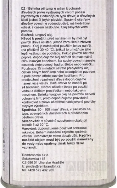 BELINKA Tungový olej na drevo bezfarebný 0,5 l