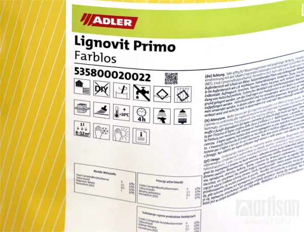 Adler Lignovit PRIMO - vodouriediteľná impregnácia na drevo s ochranou voči škodcom 22 l lignovit primo - bezfarebný