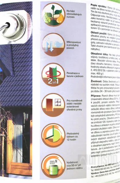 OSMO UV OCHRANNÝ OLEJ  410 - Prírodný olej bez biocídov 0,75 l 410 - bezfarebný