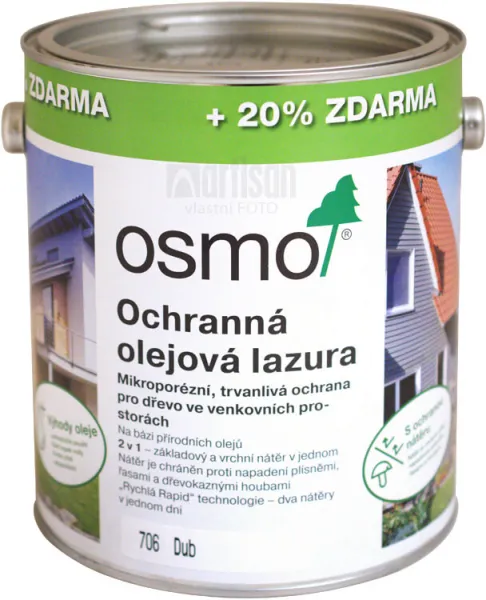 OSMO Ochranná olejová lazúra 3 l Dub 706 (20 % zdarma)