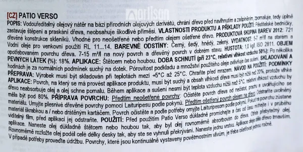 PATIO VERSO - Napúšťací olej na drevené povrchy zelený 0,33 l