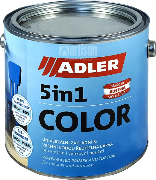 ADLER 5in1 Color - univerzálna vodou riediteľná farba 2.5 l Schwarzgrau / Čiernošedá RAL 7021