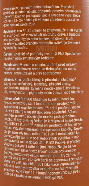 PNZ Vonkajší olej 2.5 l Wenge