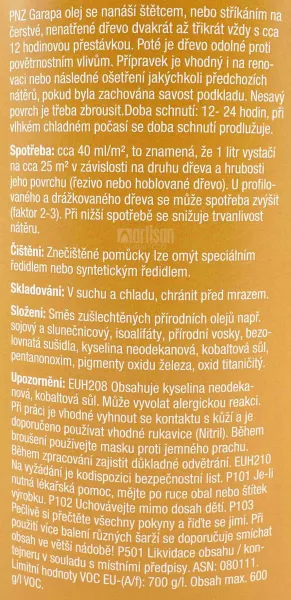 PNZ Špeciálny olej na drevo do exteriéru 0.75 l Garapa