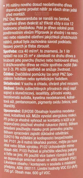 PNZ Špeciálny olej na drevo do exteriéru 0.75 l Massaranduba