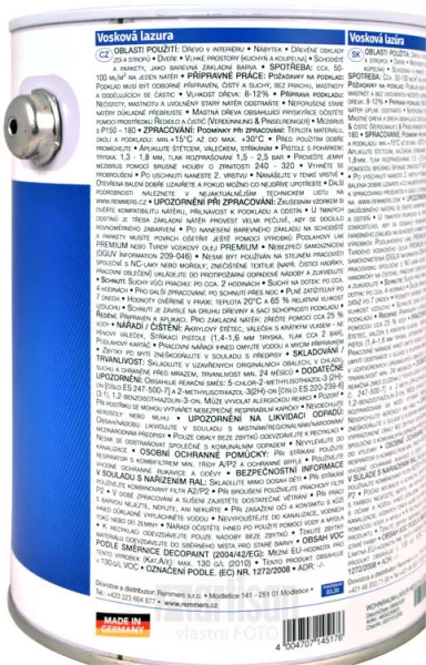 REMMERS - Vosková lazúra do interiéru REM - eiche 2,5 L