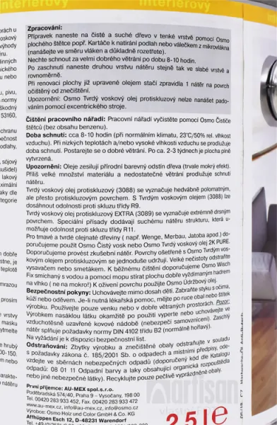 OSMO Tvrdý voskový olej protišmykový 2,5 l 3088 - bezfarebný polomat