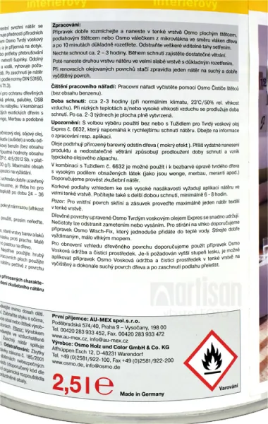 OSMO Tvrdý voskový olej EXPRES 2.5 l Biely 3340