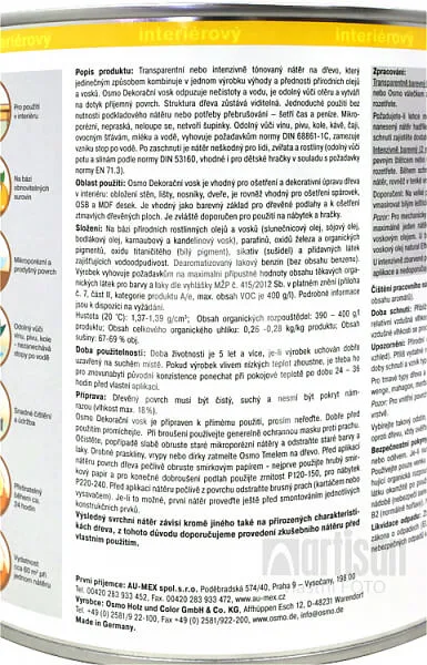 OSMO Dekoračný vosk transparentný 0.005 l Biely 3111 vzorka