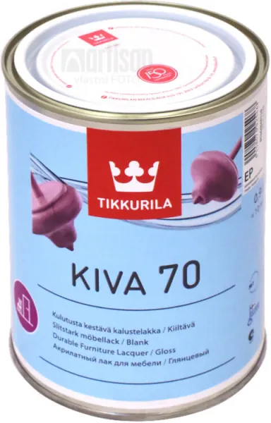 KIVA 70 - Nežltnúci lak na drevený nábytok v interiéri bezfarebný lesklý 0,9 L