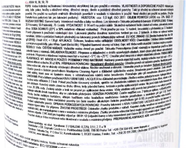 KIVA 10 - Nežltnúci nábytkový lak do interiéru bezfarebný matný 0,9 L
