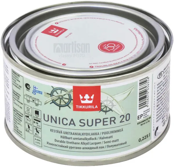 UNICA SUPER 20 - Odolný alkyd-uretánový lak bezfarebný polomatný 0,225 L