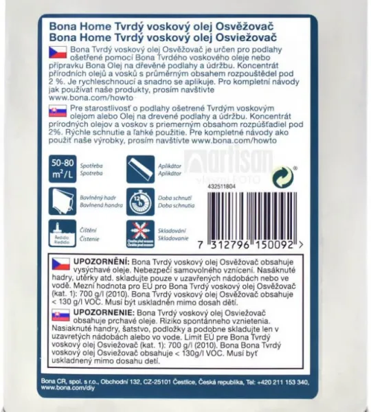 BONA Home Osviežovač tvrdého voskového oleja 0.75 l
