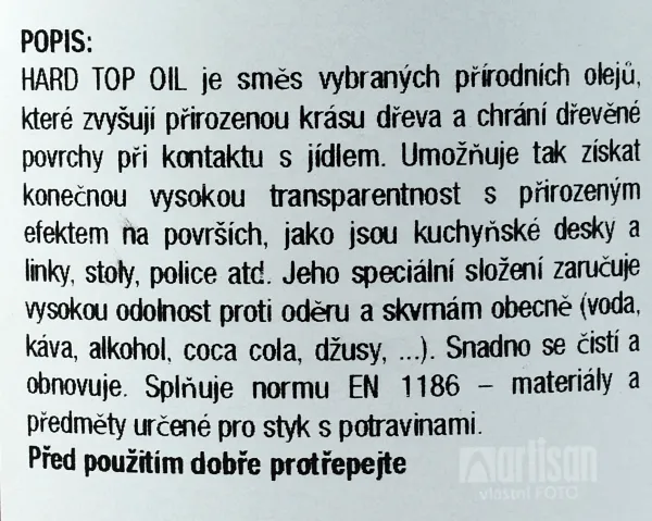 BORMA Hard Top Oil - tvrdý olej na dosky stolov 0.75 l Bezfarebný
