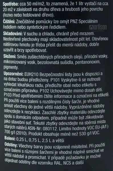 PNZ Dekoračný vosk Transparent 2.5 l Buk