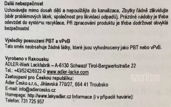 ADLER Holzlack - vodou riediteľný lak 0.125 l Lesklý