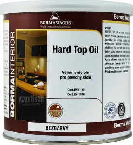 BORMA Hard Top Oil - tvrdý olej na dosky stolov 0.75 l Bezfarebný