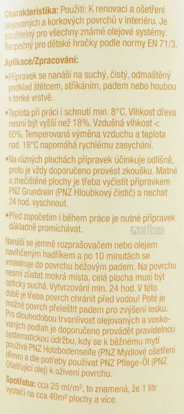PNZ Olej na ošetrenie olejovaných povrchov v interiéri 2.5 l Bezfarebný
