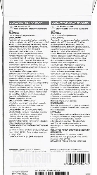 REMMERS PFLEGE-SET - Ošetrovacia sada na okná a dvere set na okná