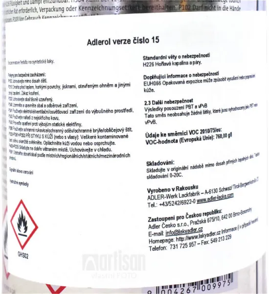 Adler Adlerol Terpentinölersatz - riedidlo na laky a lazúry na drevo 1 l farblos - bezfarebný