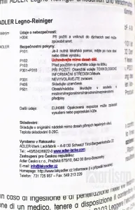 Adler Legno-Reiniger - riedidlo a čistiaci prostriedok na olejované povrchy dreva 1 l farblos - bezfarebný