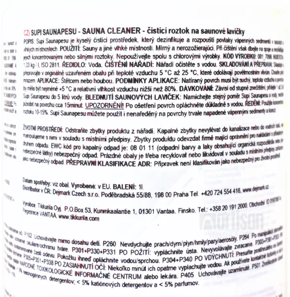 Supi Saunapesu Cleaner - čistiaci prostriedok do sáun 1 l bezfarebný
