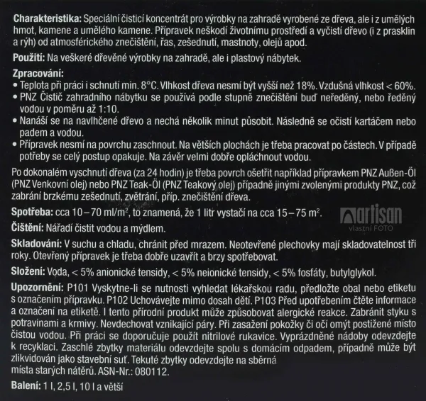 PNZ Čistič záhradného nábytku 1 l