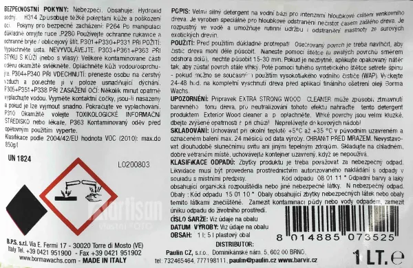 BORMA Extra Wood Cleaner - extra silný čistič dreva 1 l