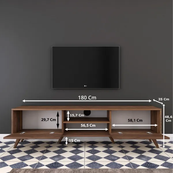 Televízna komoda, 180 x 48,6 x 35 cm, farba orech