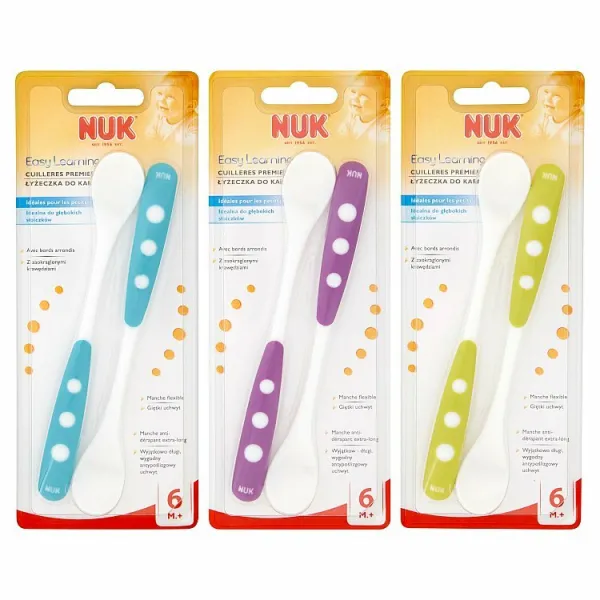 Detské lyžičky NUK 2 ks tyrkysové
