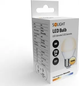 Solight LED žárovka, miniglobe, 6W, E27, 3000K, 510lm