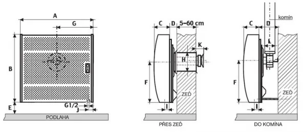 MORA PT 6140 plynové kachle 4,2 KW cez stenu