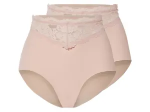 esmara® Dámske nohavičky s vysokým pásom, 2 kusy (M (40/42), bledoružová)