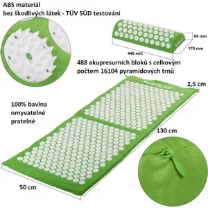 Movit akupresúrna podložka s vankúšom 130 x 50 cm zelená