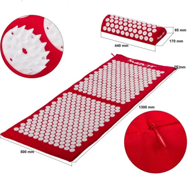 Movit akupresúrna podložka s vankúšom 130 x 50 cm červená