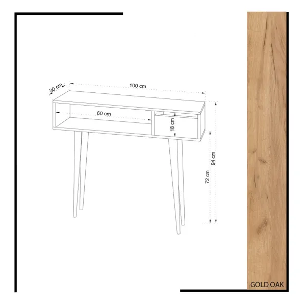 Hanah Home Konzolový stolík Kiogi 100 cm biely/hnedý