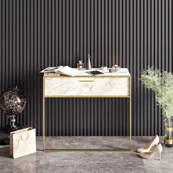 Dekoratívny stôl Polka White