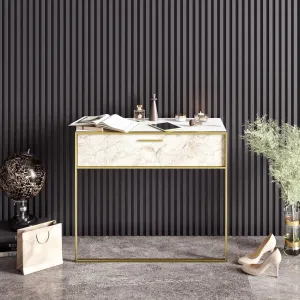 Dekoratívny stôl Polka White