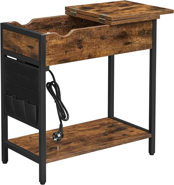 SONGMICS Odkladací stolík Vasagle Laurin s portami USB hnedý