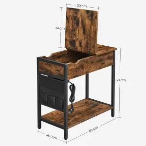 SONGMICS Odkladací stolík Vasagle Laurin s portami USB hnedý