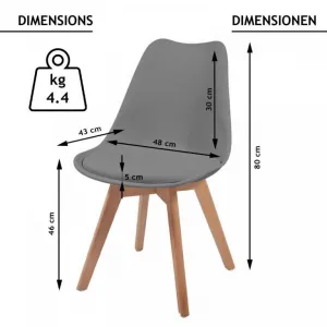 MIADOMODO sada jedálnych stoličiek, sivá, 2 kusy