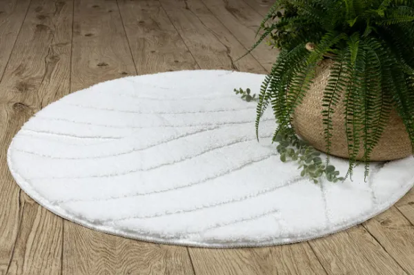 Kúpeľňový koberček SUPREME WAVES vlny, biely kruh