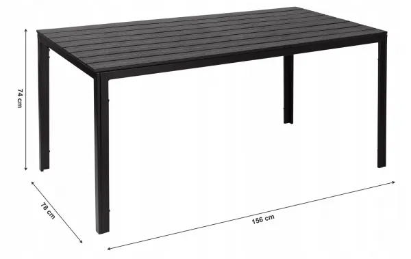 Cateringový záhradný stôl 156 x 78 cm čierny