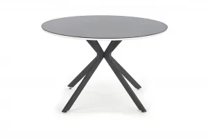 HALMAR Avelar okrúhly sklenený jedálenský stôl čierna / biela